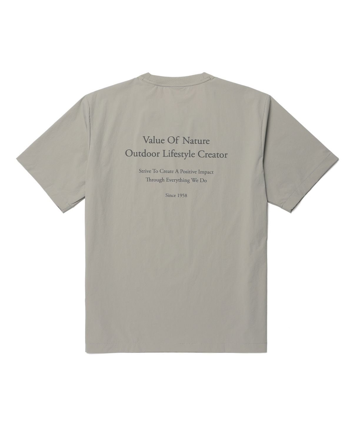 스노우피크 어패럴(SNOWPEAK APPAREL) 씬테크 레터링 반팔 티셔츠 (S26MUSTS31) Fog Gray