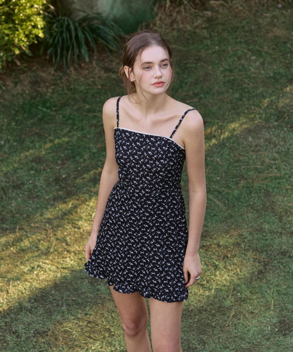 어다울(ADAUL) Lovey vintage pattern mini dress - black