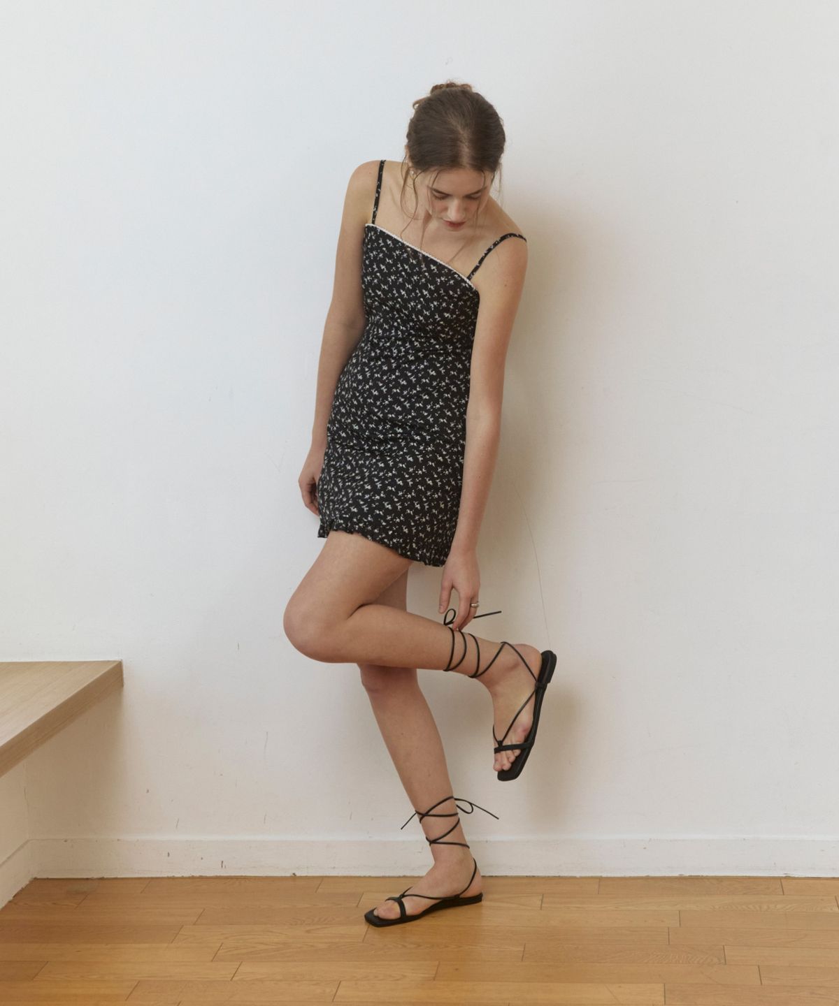 어다울(ADAUL) Lovey vintage pattern mini dress - black