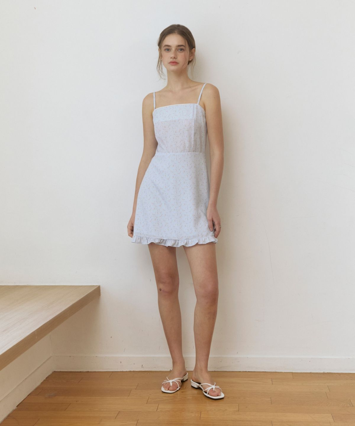 어다울(ADAUL) Lovey vintage pattern mini dress - skyblue