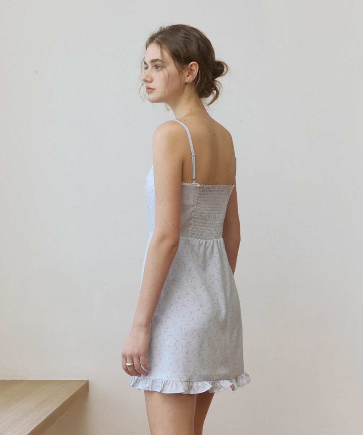 어다울(ADAUL) Lovey vintage pattern mini dress - skyblue