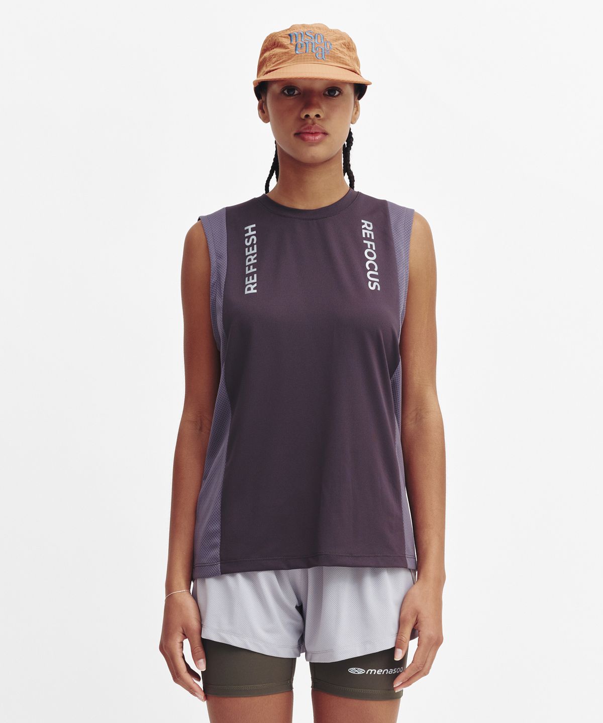 미나수(MENASOO) Refocus Mesh Sleeveless Top