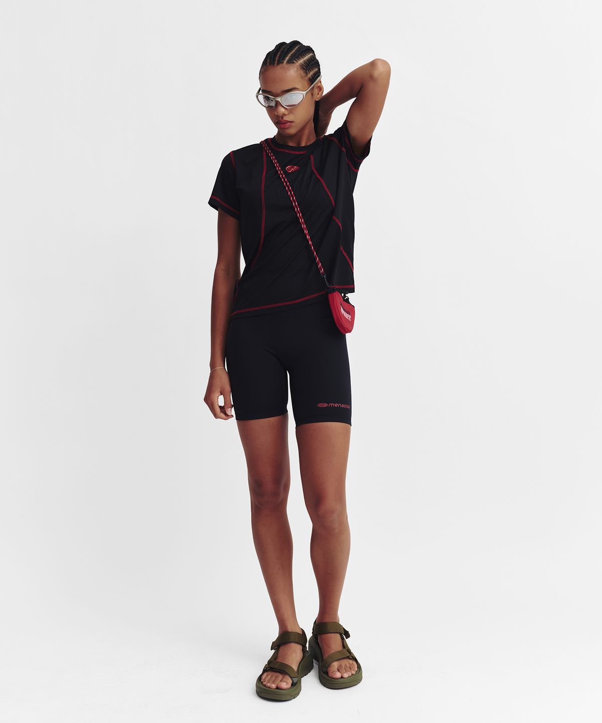 미나수(MENASOO) Sports Fit Contrast Stitch Short Sleeve T Shirt