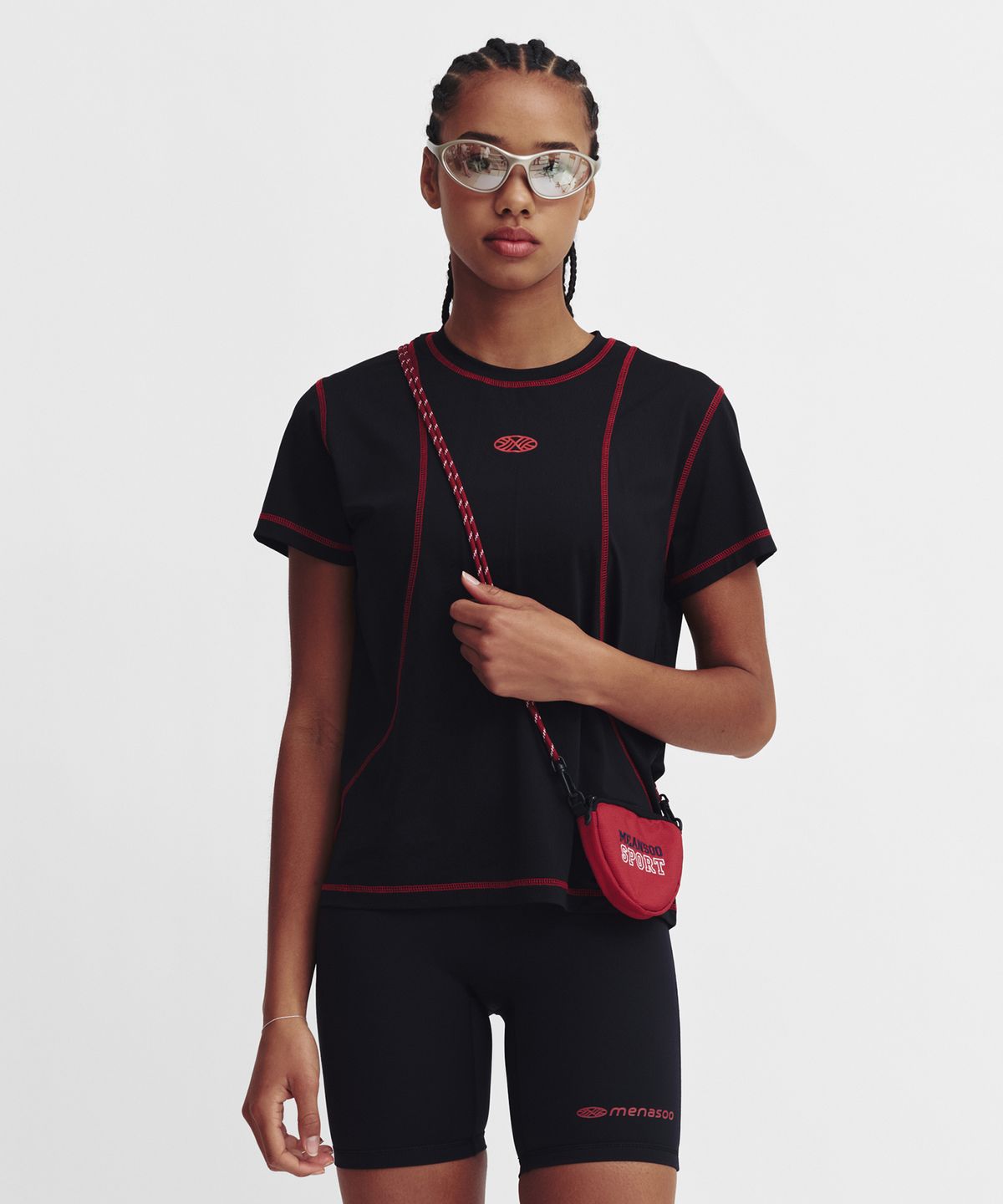 미나수(MENASOO) Sports Fit Contrast Stitch Short Sleeve T Shirt