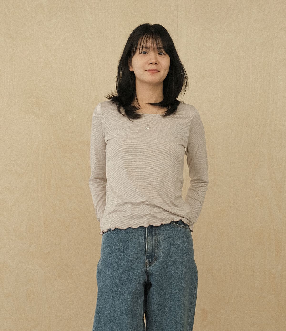 에메모가든(MMOGARDEN) (w) wave stripe l/s tee (2colors)