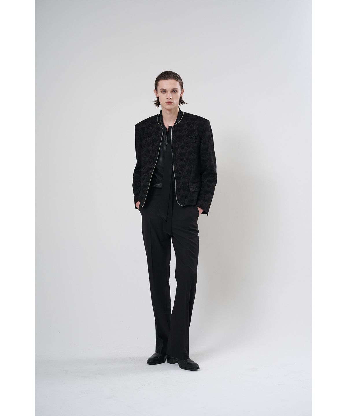 뉴이 뉴욕(NUYH NEWYORK) [COLLECTION] COLLARLESS ZIPPER SUIT JACKET