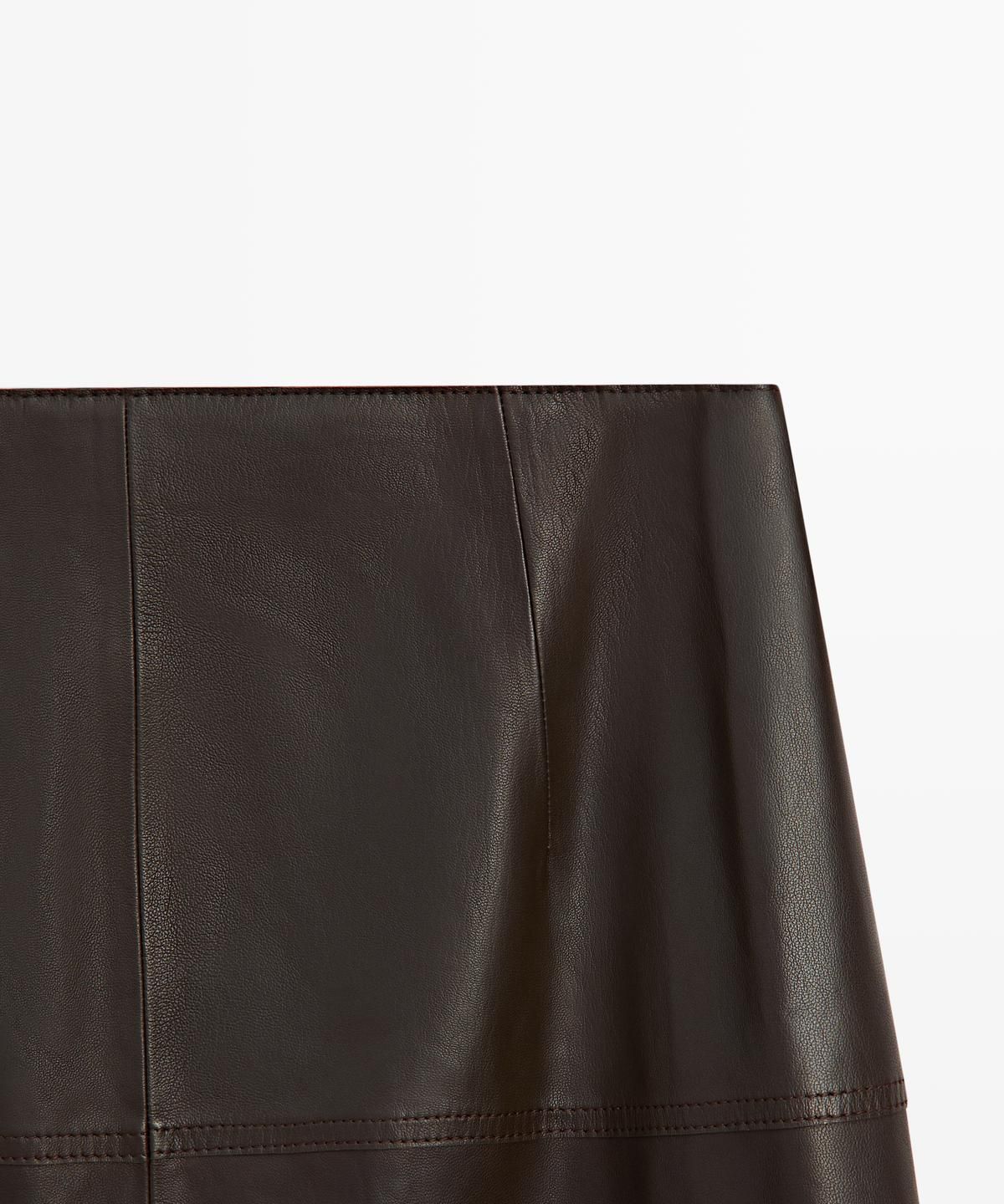 마시모두띠(MASSIMO DUTTI) 나파 가죽 보우 디테일 미디 스커트