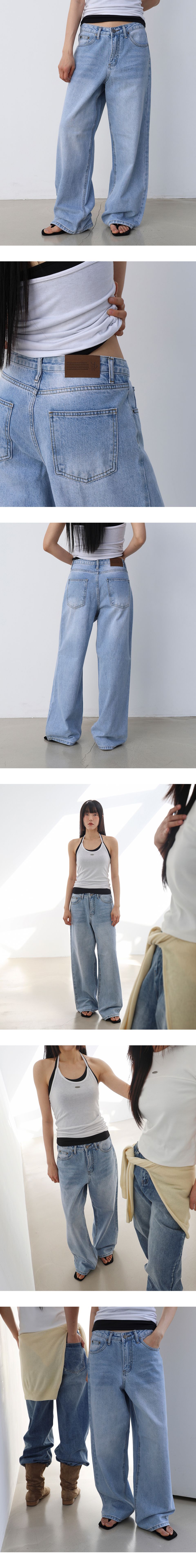 MUSINSA公式 | MILLIONCOR ウィークライトブルーワイドデニムパンツ