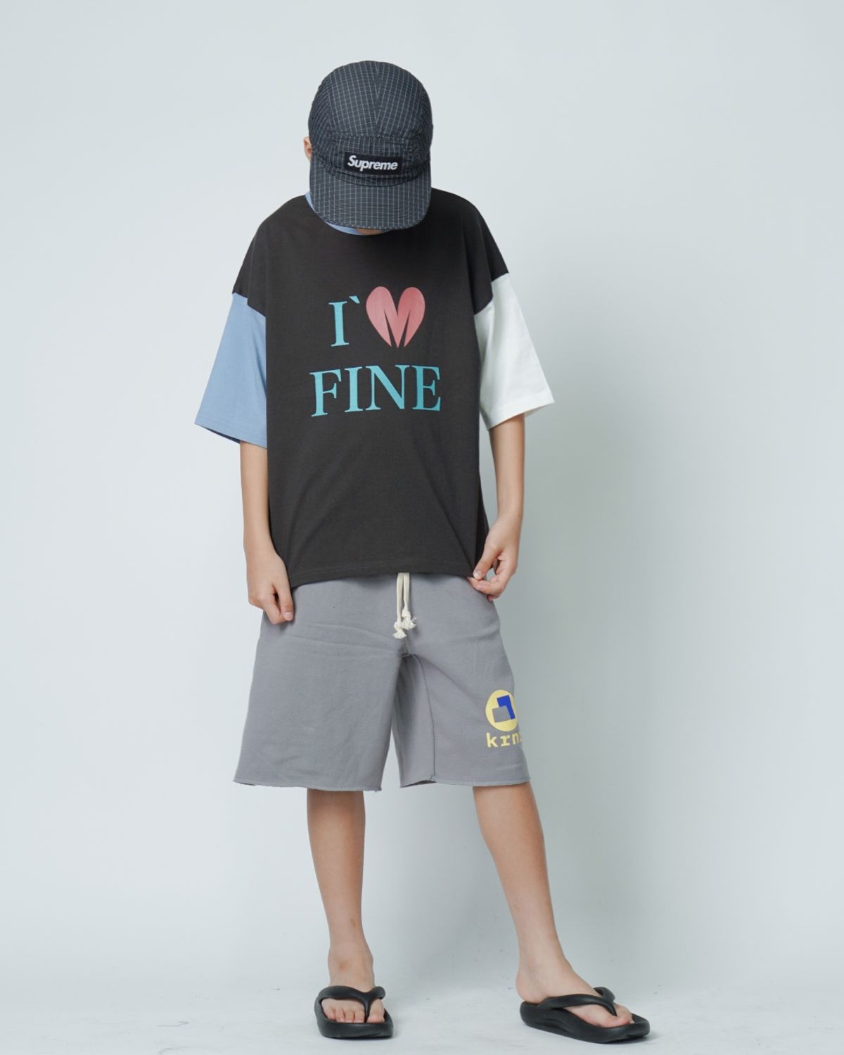 쿠르나르(KRNR) FINE 오버사이즈 멀티 컬러 주니어 반팔티