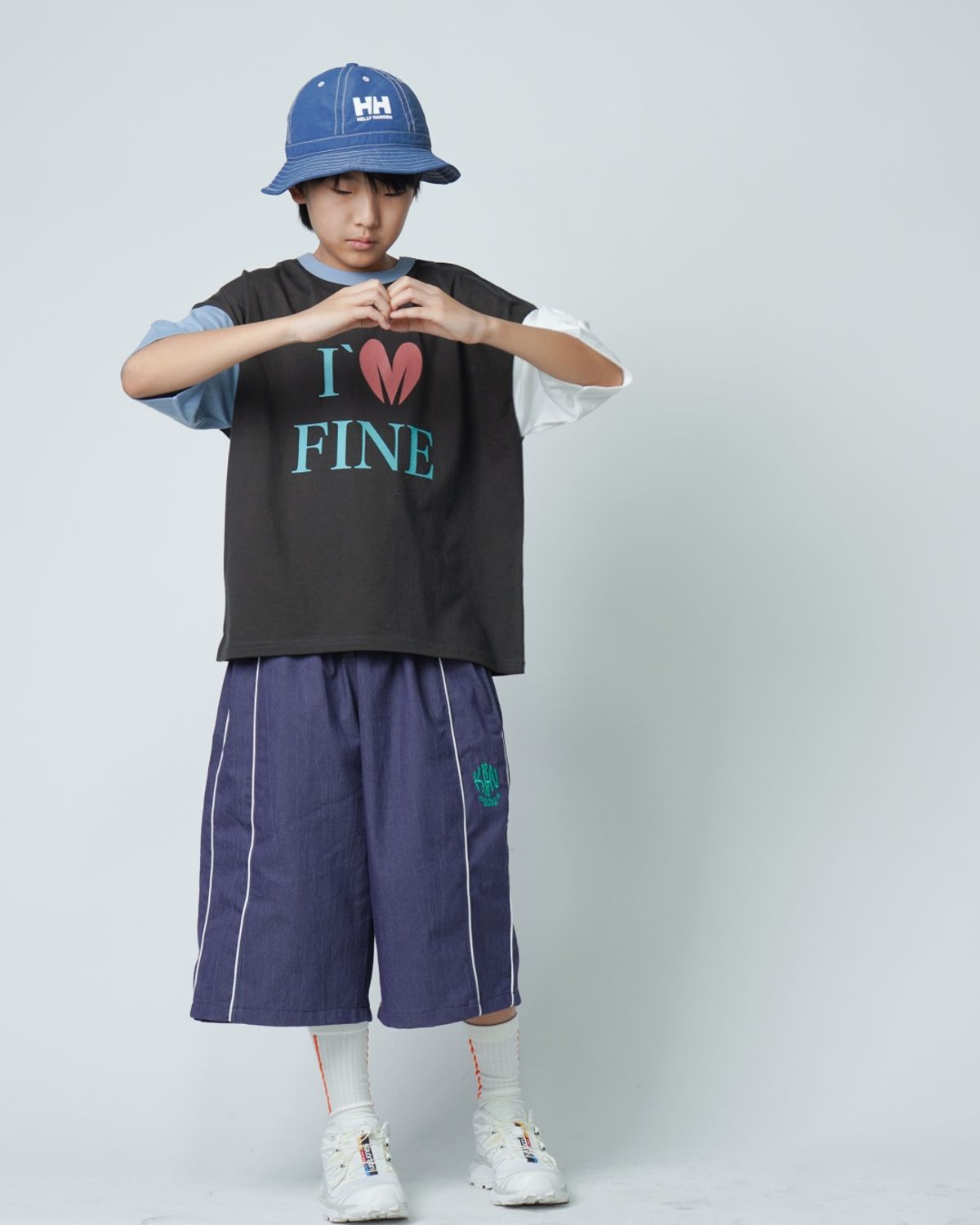 쿠르나르(KRNR) FINE 오버사이즈 멀티 컬러 주니어 반팔티