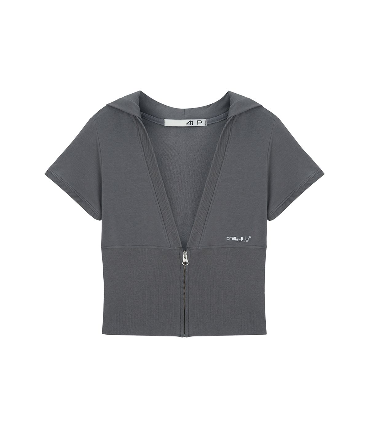 사일프레이(41PRAY) Prayyy V-neck Zip Hoodie / Charcoal