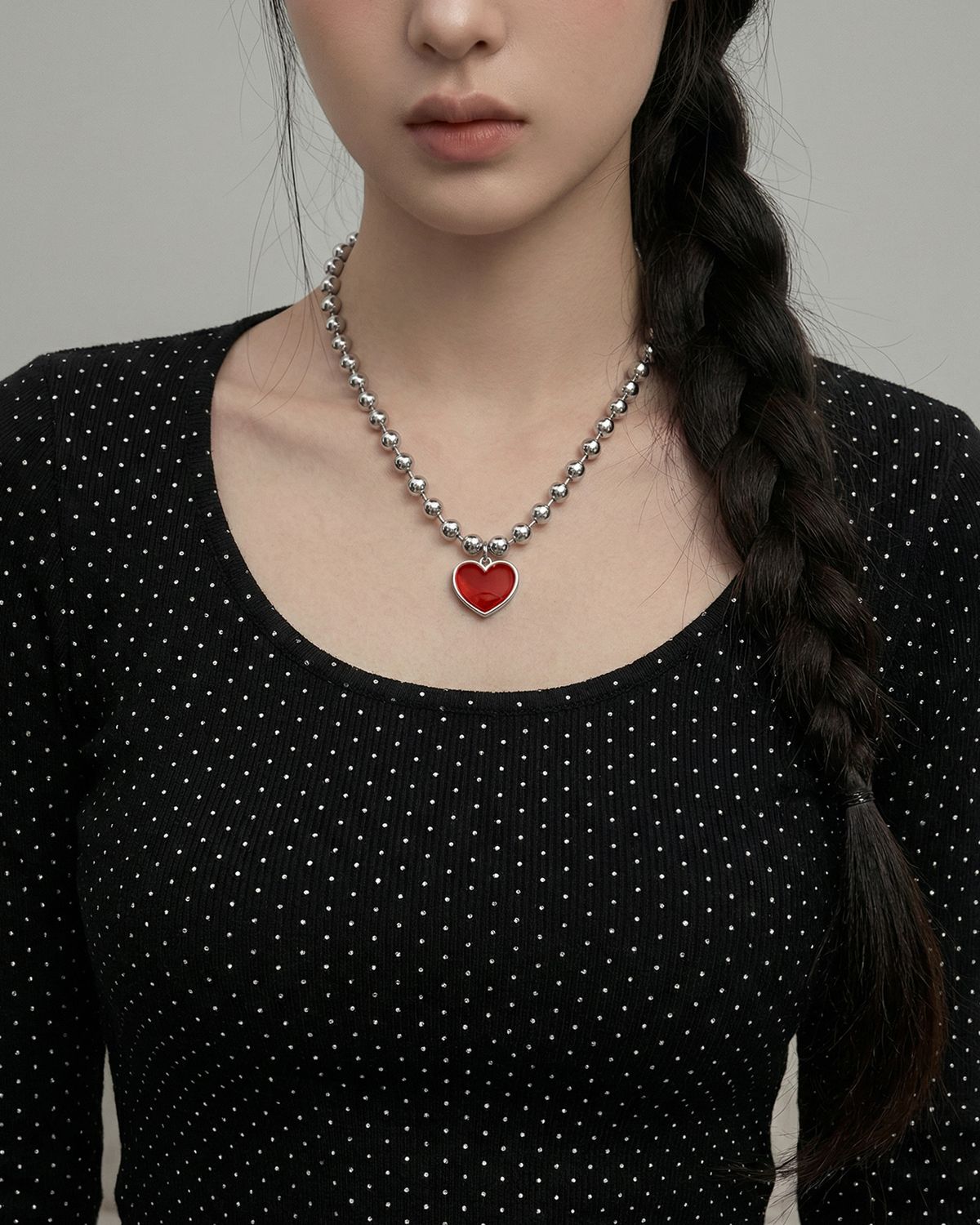 논논(NONENON) BIG RED LOVE NEC SILVER925
