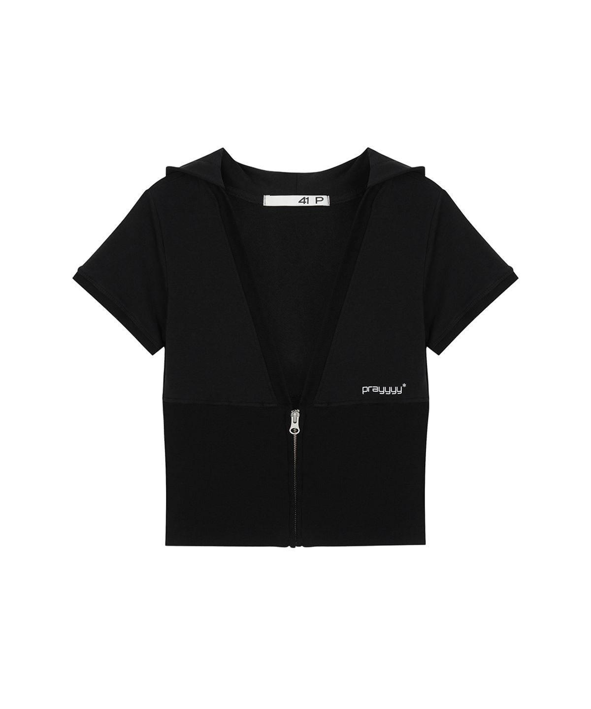 사일프레이(41PRAY) Prayyy V-neck Zip Hoodie / Black