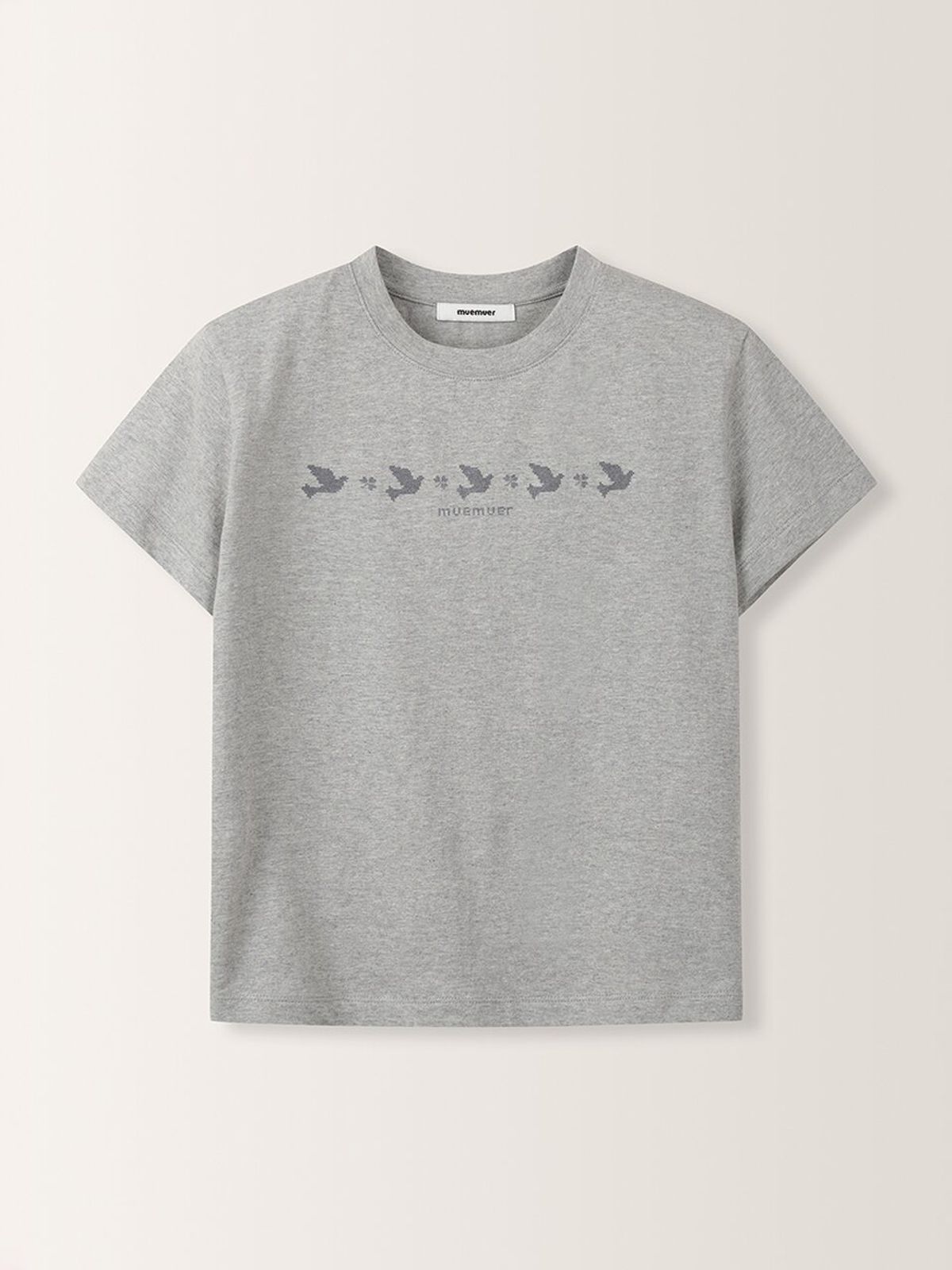 뮈뮈에르(MUEMUER) Bird Graphic Short Sleeved Slim T-Shirt MU2633TS202M