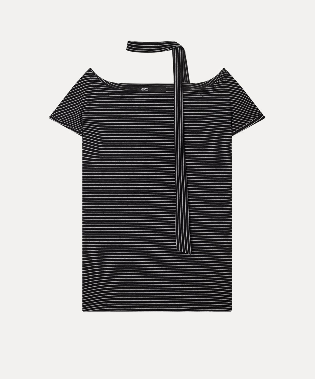 미쏘(MIXXO) 스트라이프 타이 반팔 티셔츠_MIWHWG41SS