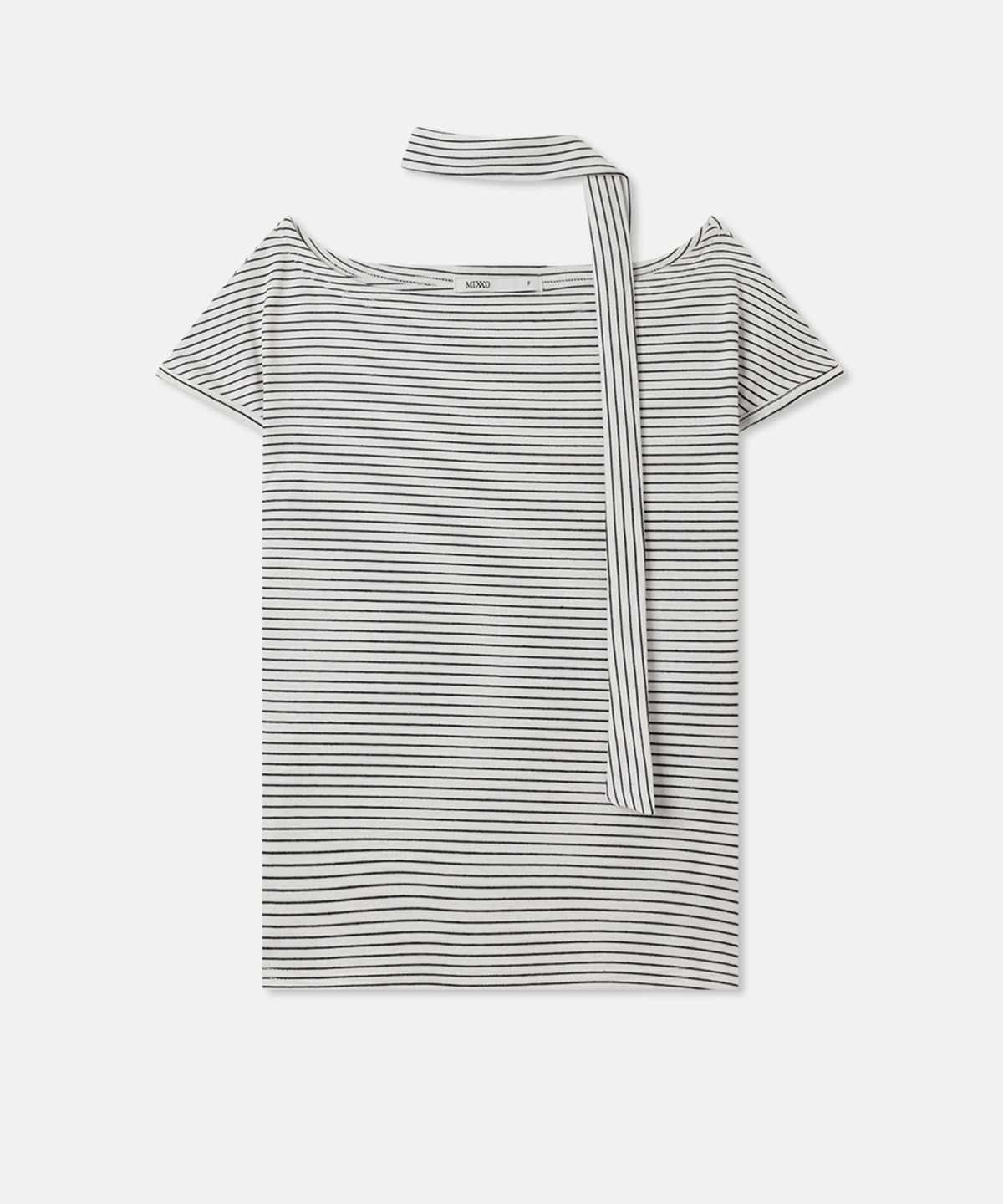 미쏘(MIXXO) 스트라이프 타이 반팔 티셔츠_MIWHWG41SS