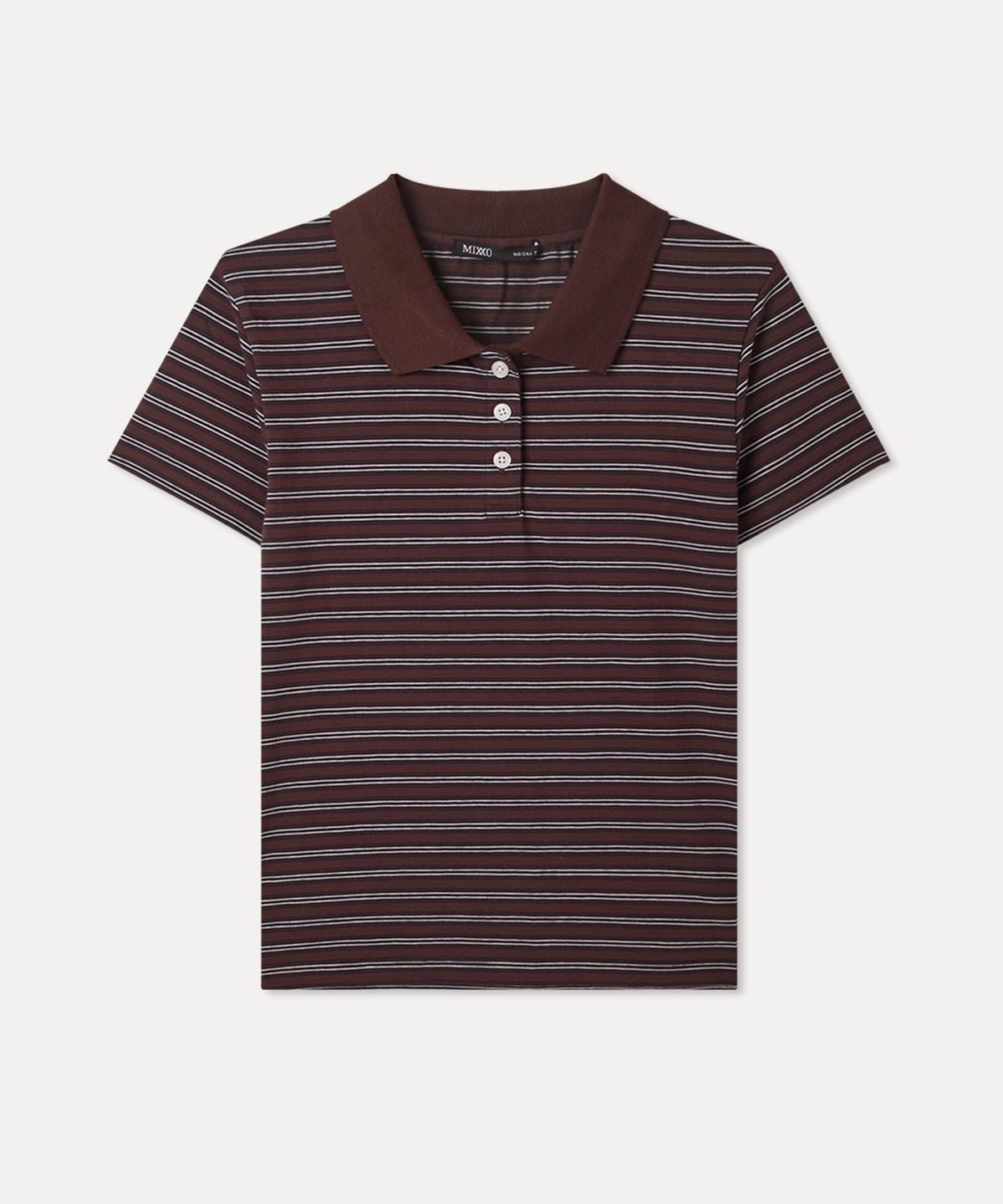 미쏘(MIXXO) 카라 스트라이프 반팔 티셔츠_MIWHWG504A
