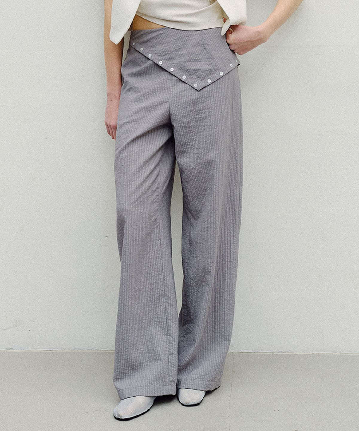 엔오르(EN OR) SCARF LAYERED PANTS - GREY