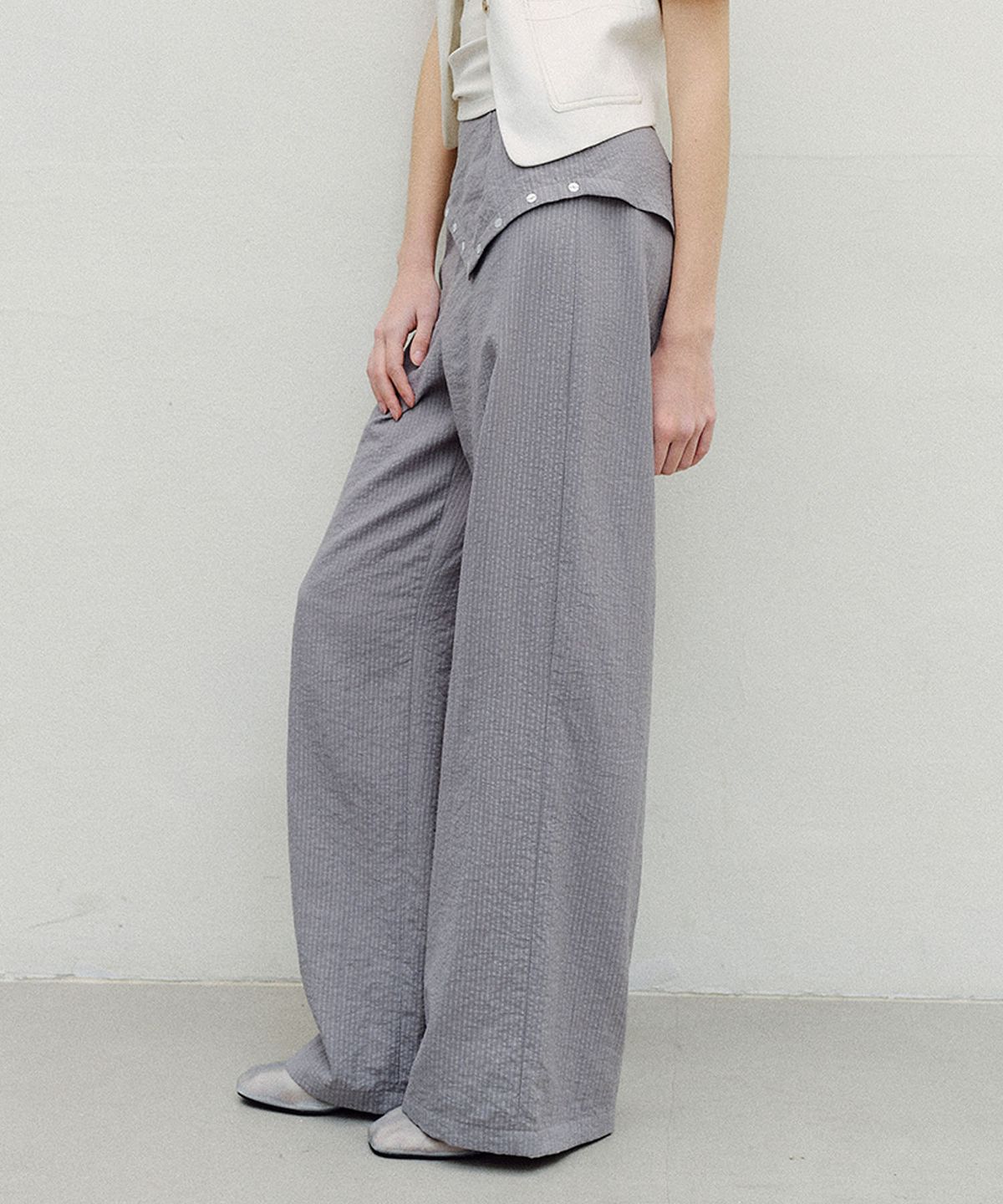 엔오르(EN OR) SCARF LAYERED PANTS - GREY