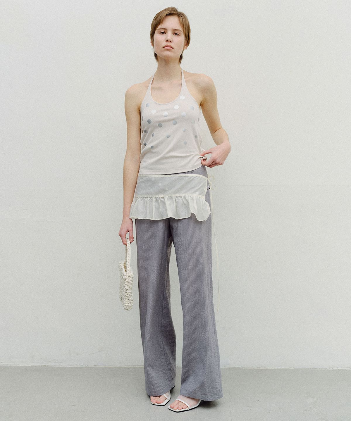 엔오르(EN OR) SILVER DOT HALTER NECK TOP - IVORY