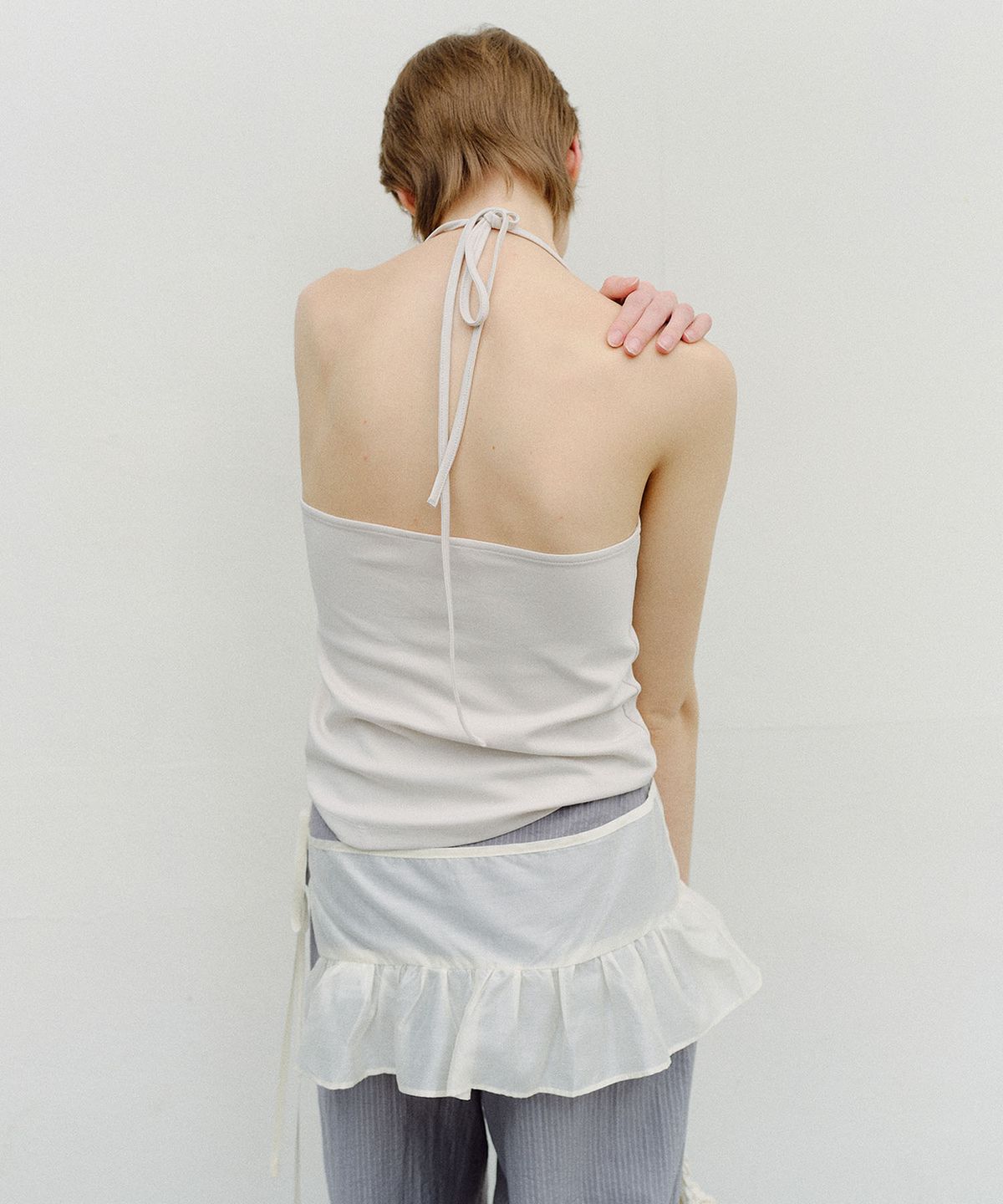 엔오르(EN OR) SILVER DOT HALTER NECK TOP - IVORY