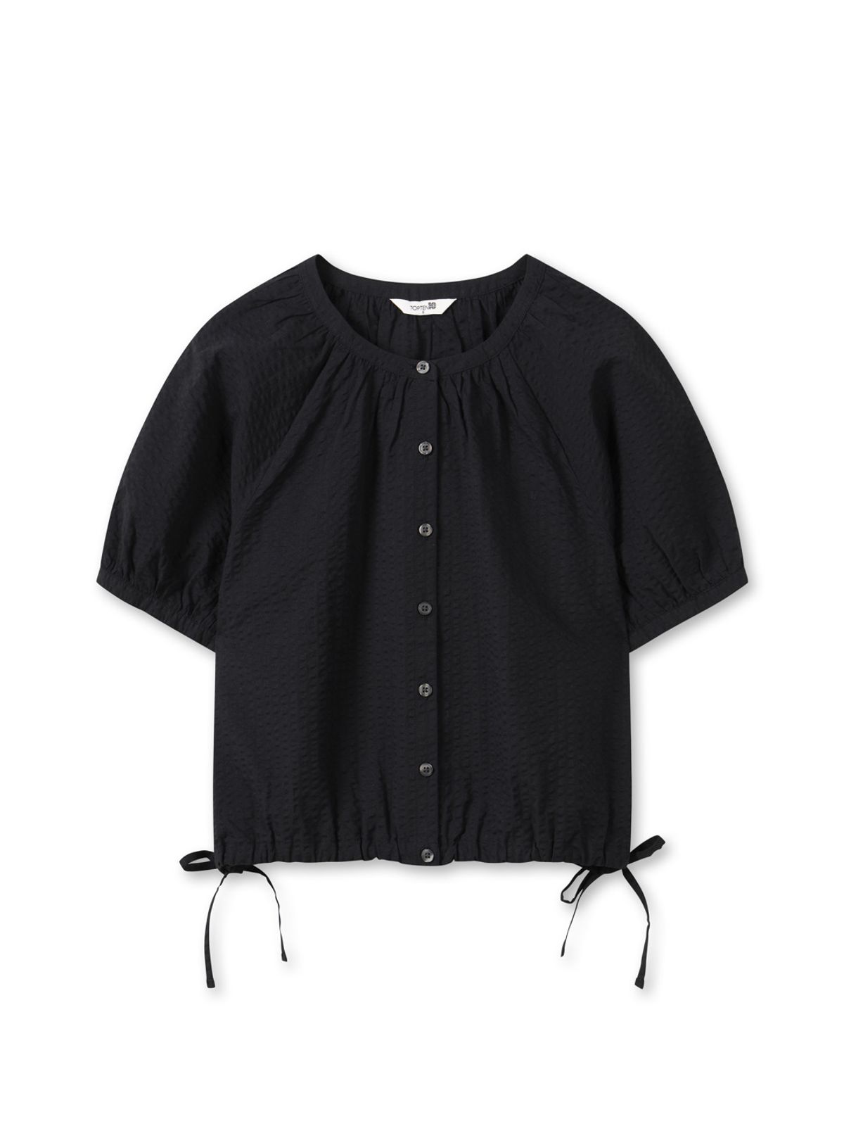 탑텐(TOPTEN) 여성 시어서커 라운드넥 블라우스_MSG2WC2204