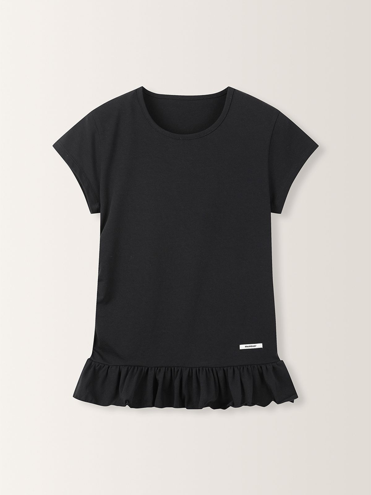 뮈뮈에르(MUEMUER) Frill Short Sleeved Slim T-Shirt MU2633TS304M