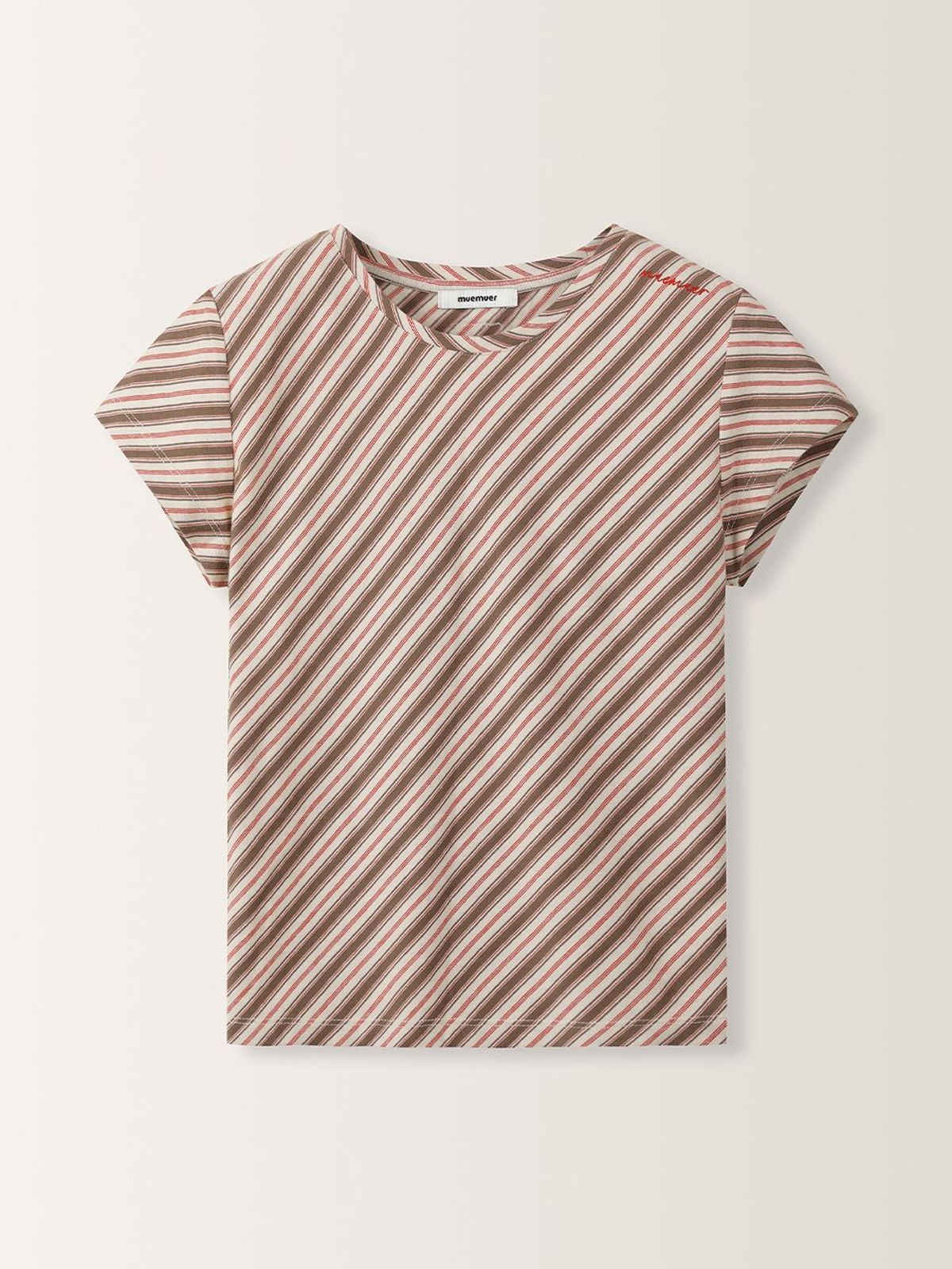 뮈뮈에르(MUEMUER) Muel Stripe Cropped T-Shirt MU2633TS307M