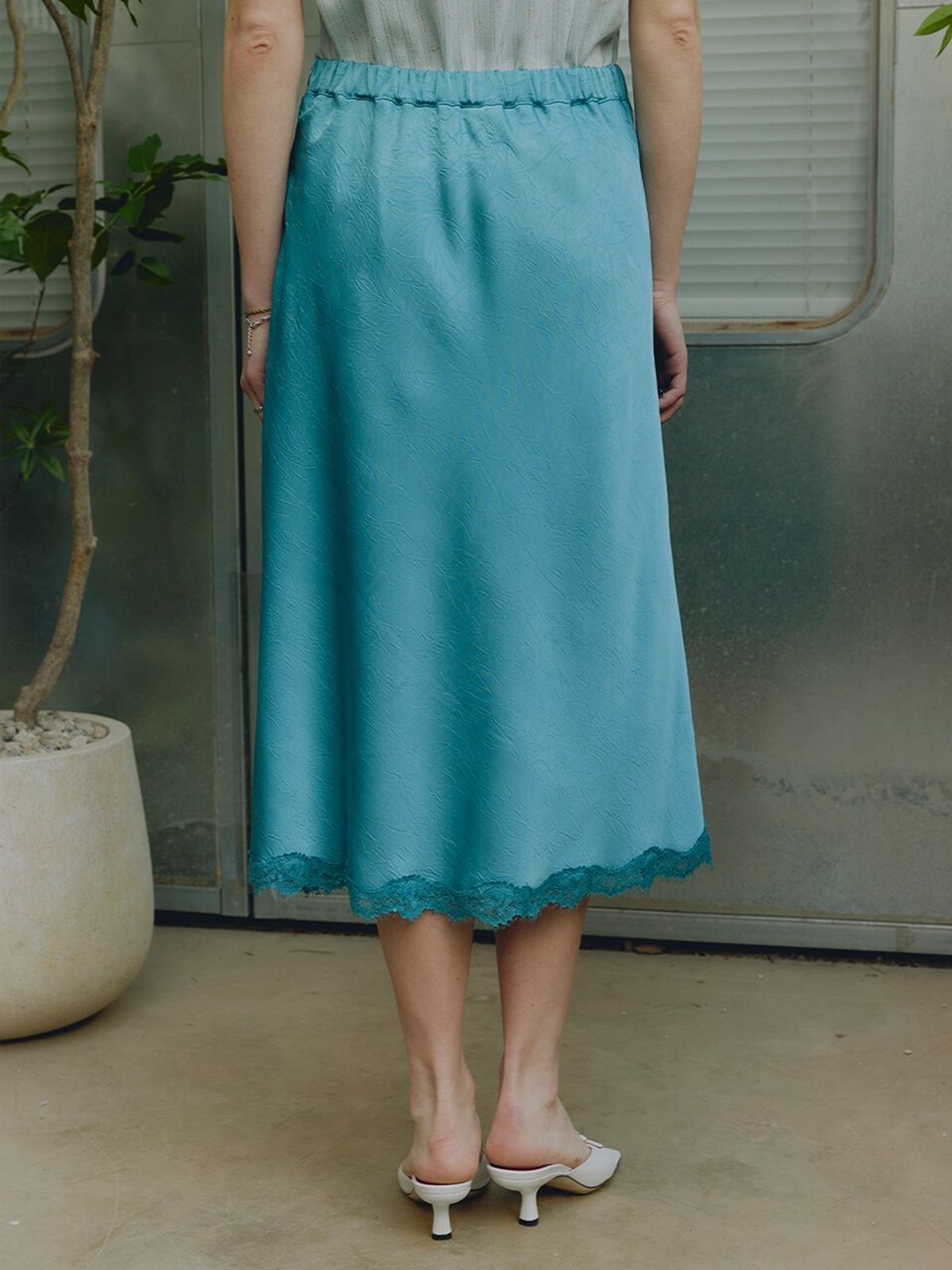 뮈뮈에르(MUEMUER) Velia A-Line Skirt MU2633SK303M_TURQUOISE BLUE