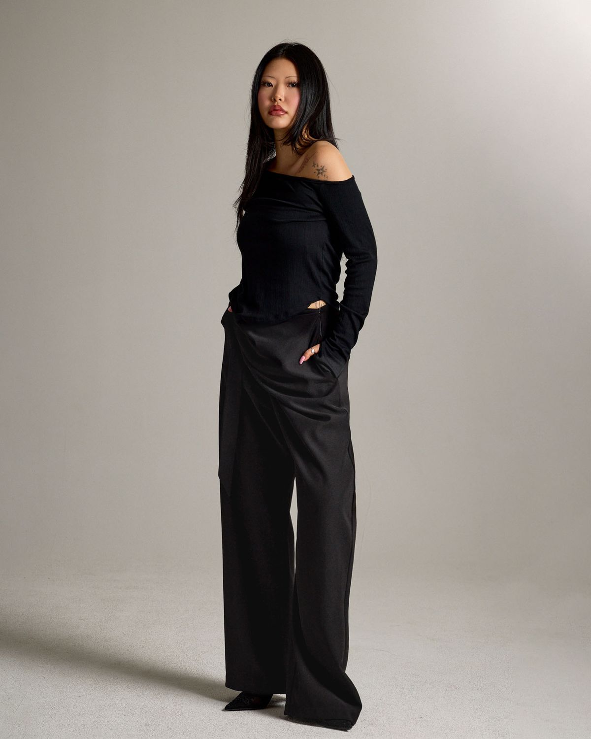쿨시스(COOLSIS) CS DRAPE WRAP SLACKS-069 (BLACK)