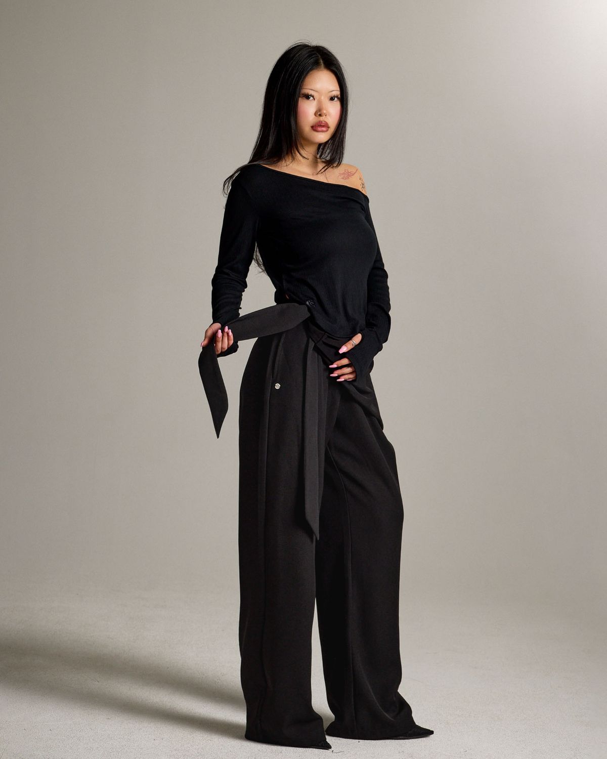 쿨시스(COOLSIS) CS DRAPE WRAP SLACKS-069 (BLACK)