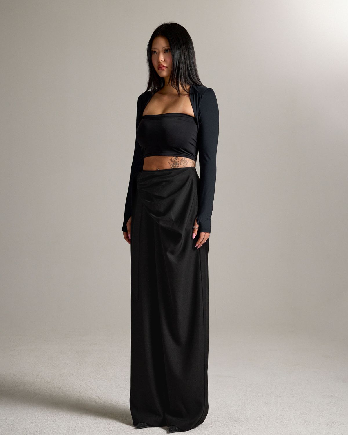 쿨시스(COOLSIS) CS DRAPE WRAP SLACKS-069 (BLACK)