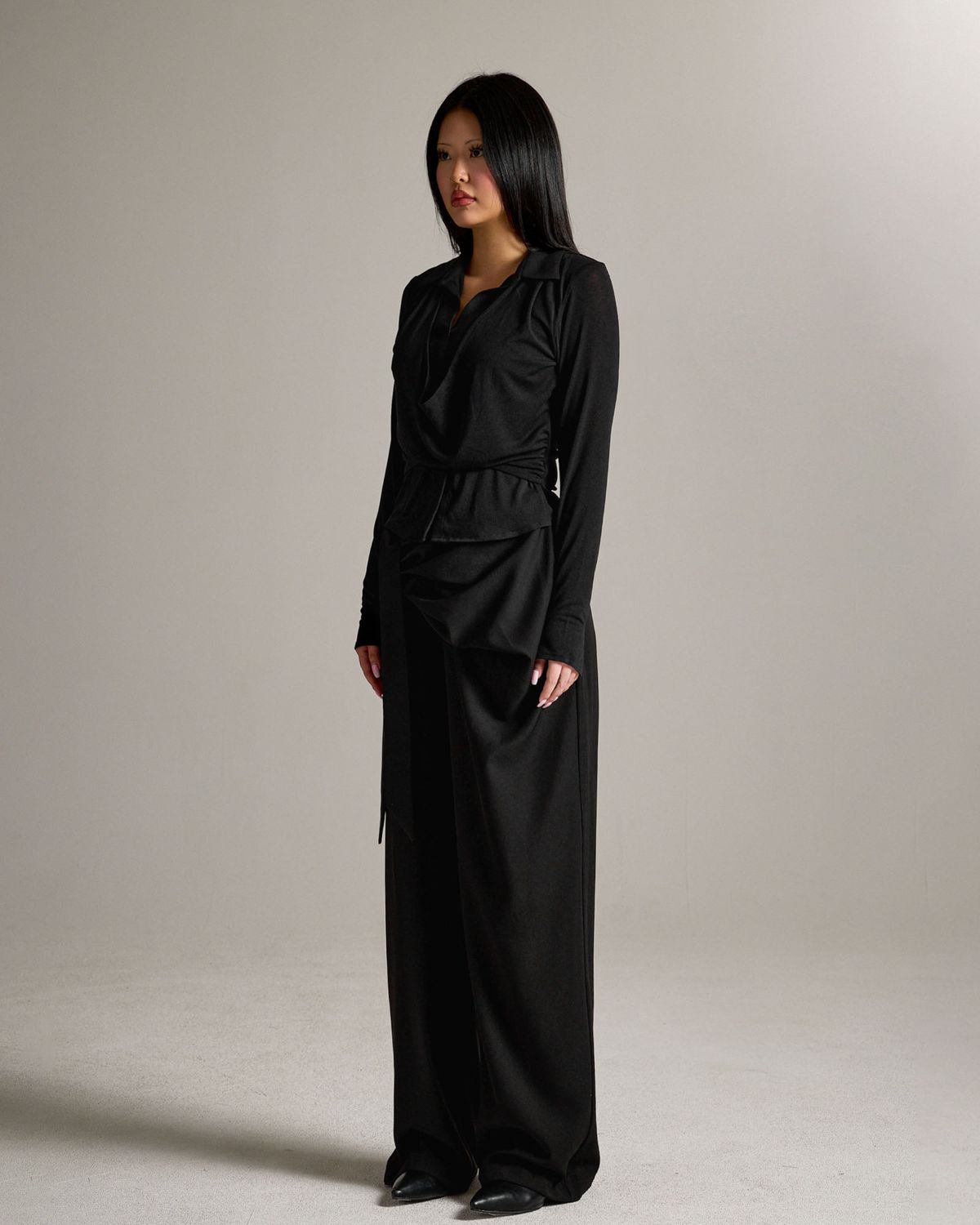 쿨시스(COOLSIS) CS DRAPE WRAP SLACKS-069 (BLACK)