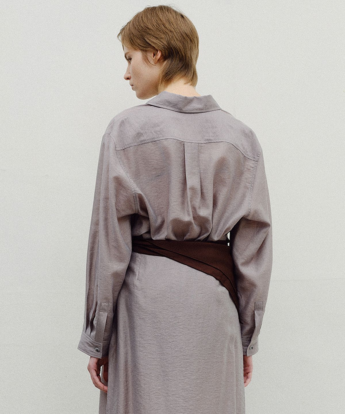엔오르(EN OR) SHEER TENCEL SHIRT - GREY
