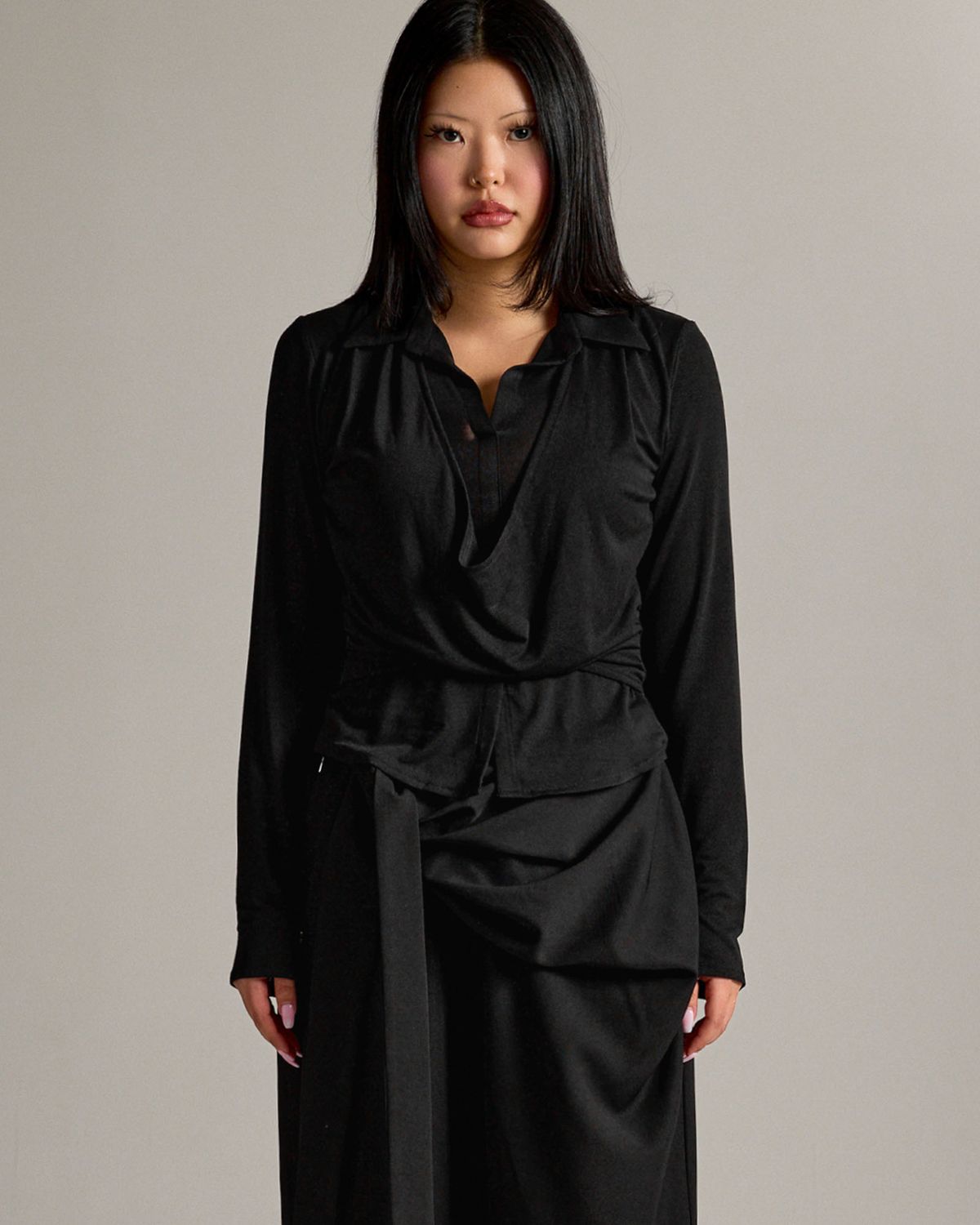 쿨시스(COOLSIS) CS DRAPE WRAP SHIRTS-068 (BLACK)