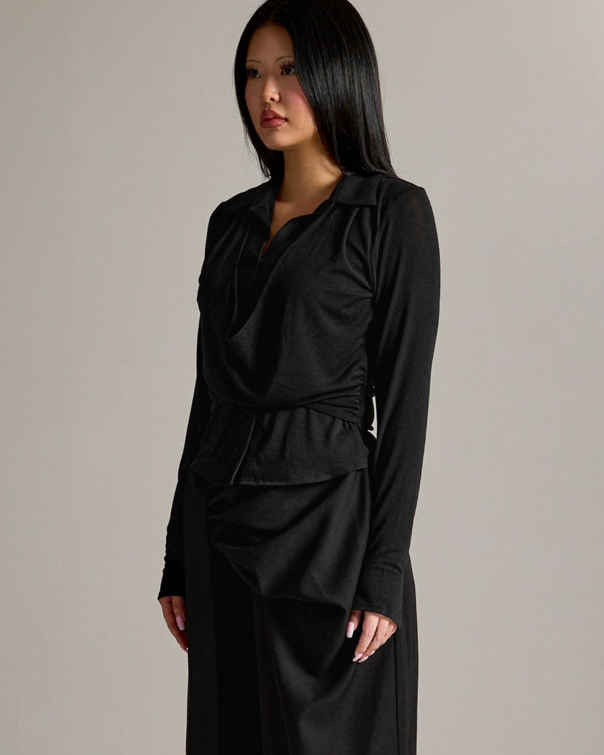 쿨시스(COOLSIS) CS DRAPE WRAP SHIRTS-068 (BLACK)