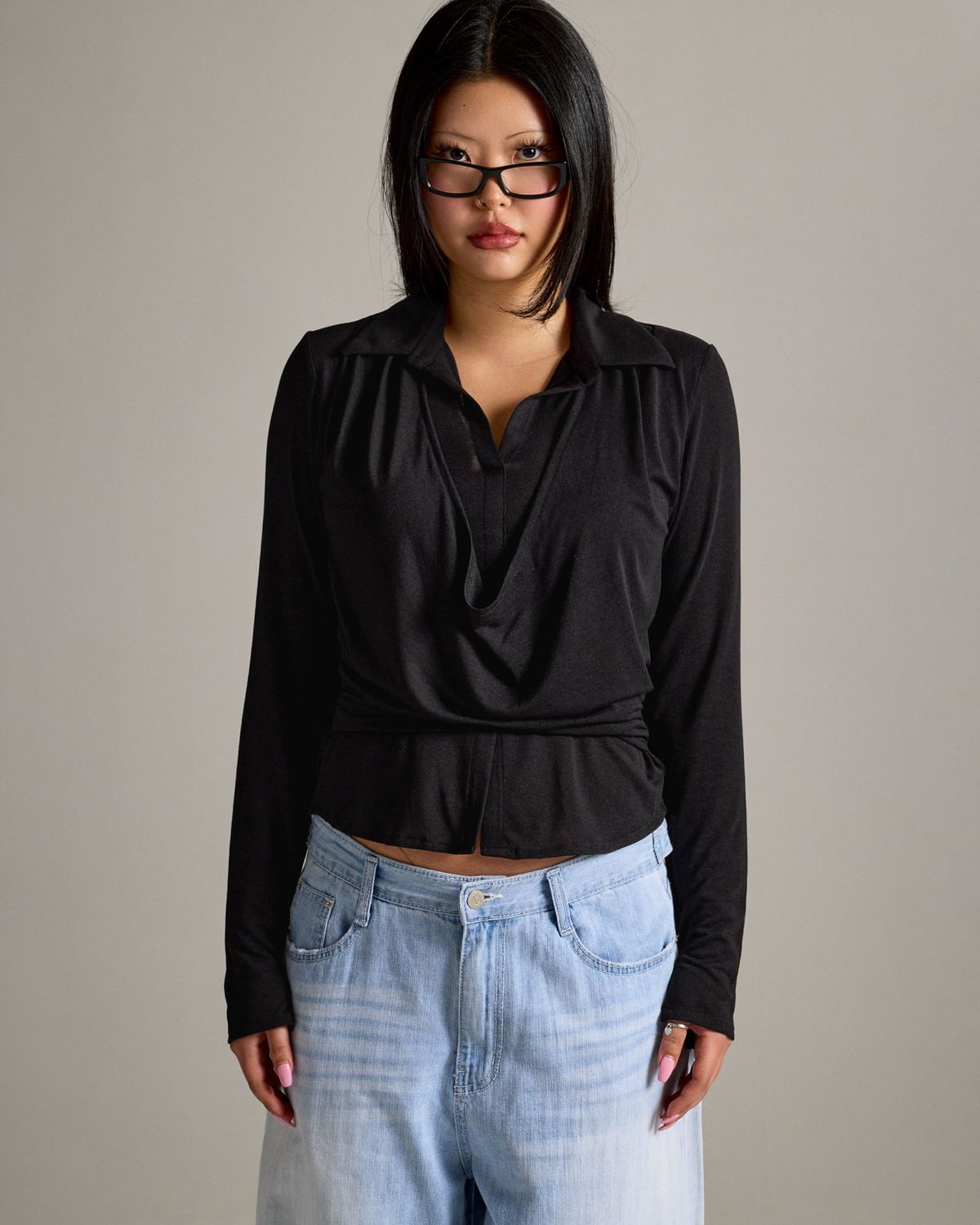 쿨시스(COOLSIS) CS DRAPE WRAP SHIRTS-068 (BLACK)