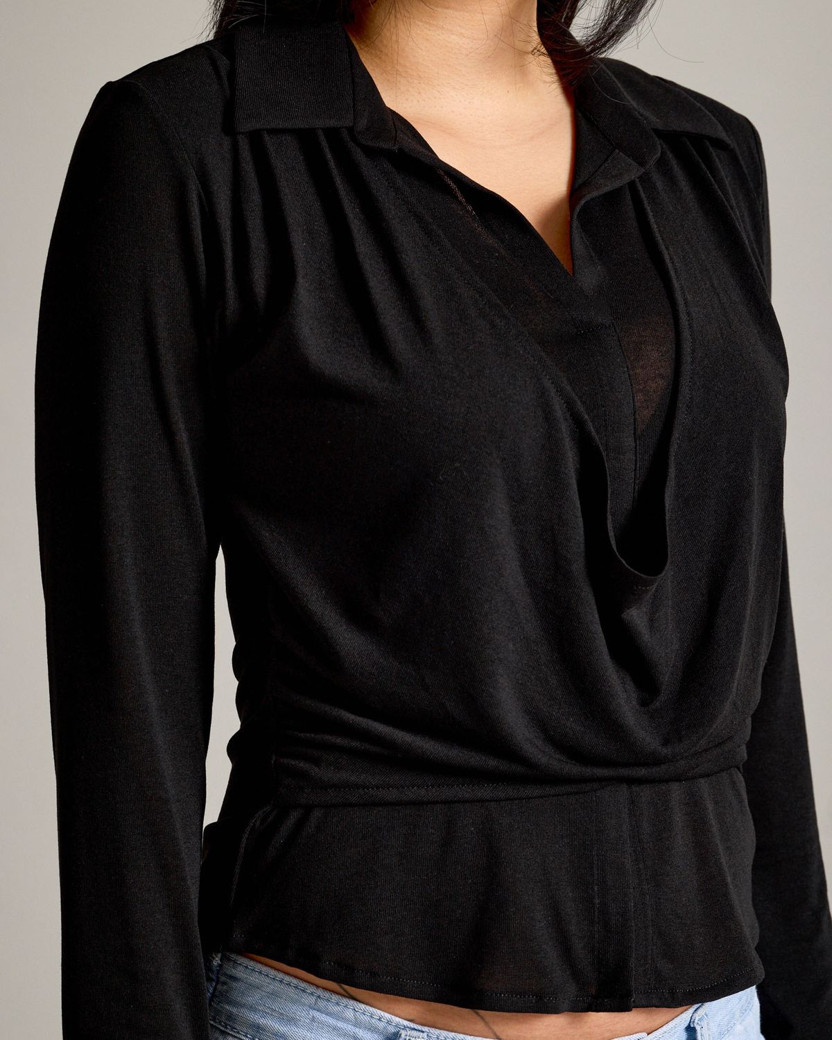 쿨시스(COOLSIS) CS DRAPE WRAP SHIRTS-068 (BLACK)