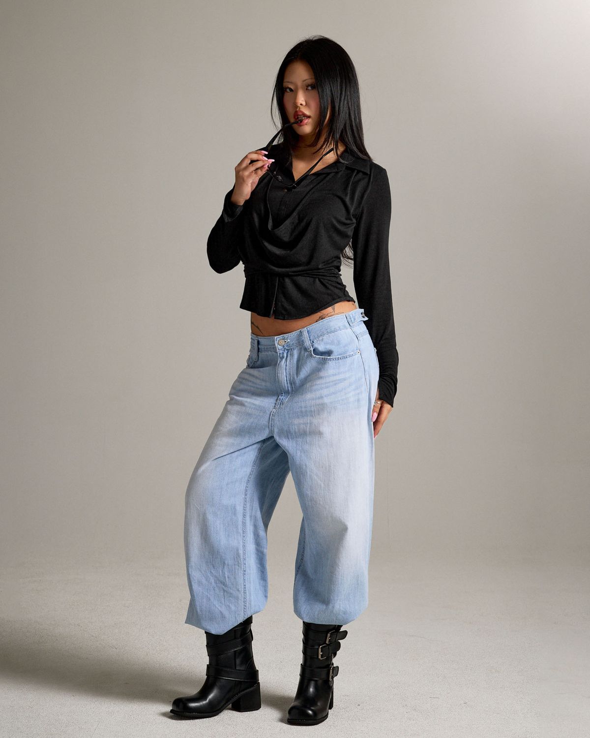 쿨시스(COOLSIS) CS DRAPE WRAP SHIRTS-068 (BLACK)