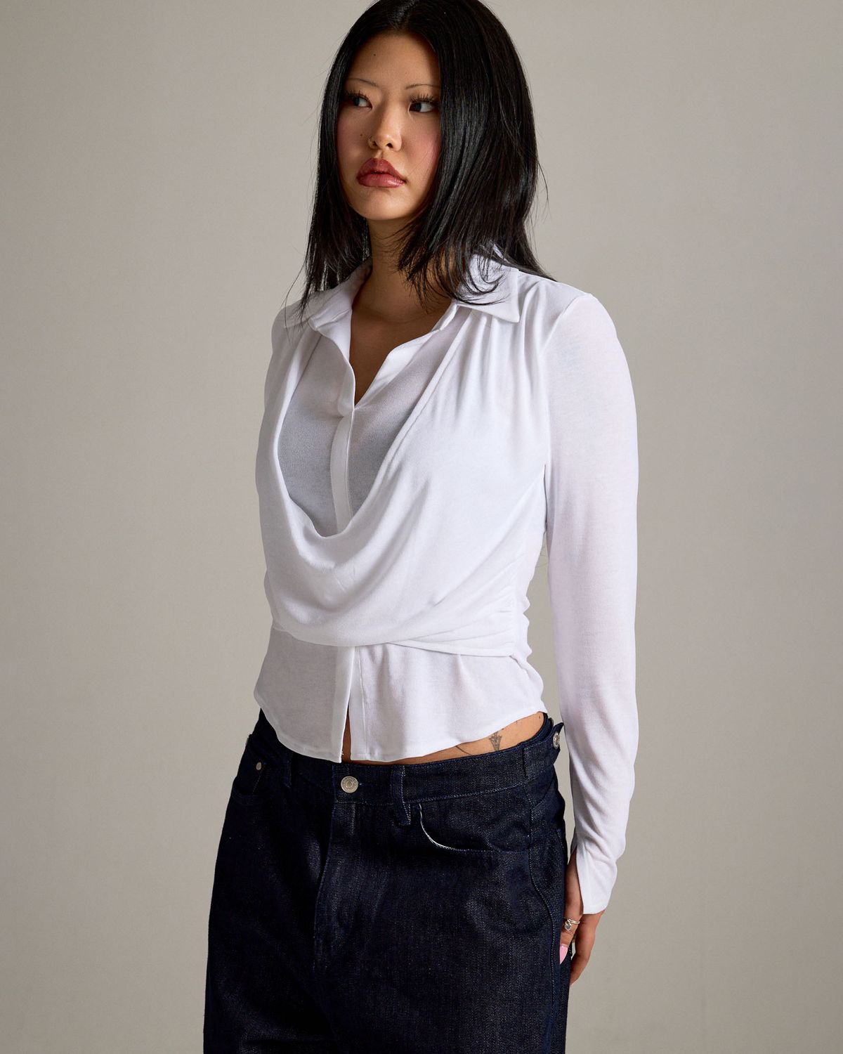 쿨시스(COOLSIS) CS DRAPE WRAP SHIRTS-068 (WHITE)