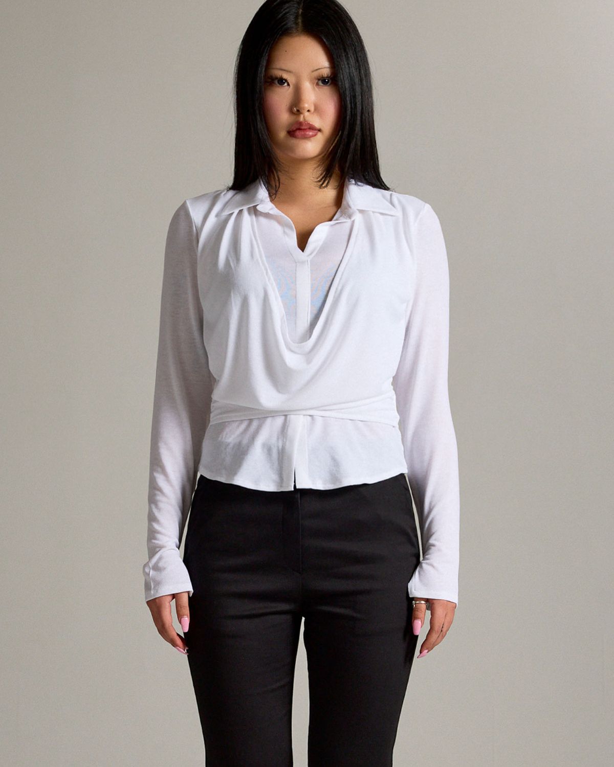 쿨시스(COOLSIS) CS DRAPE WRAP SHIRTS-068 (WHITE)