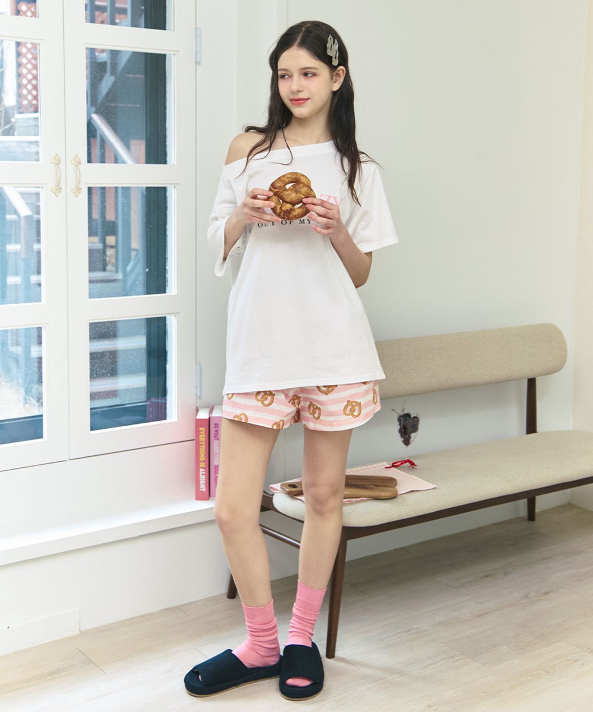 주디앤(JUDYN) 프리즐 파자마 쇼츠 팬츠