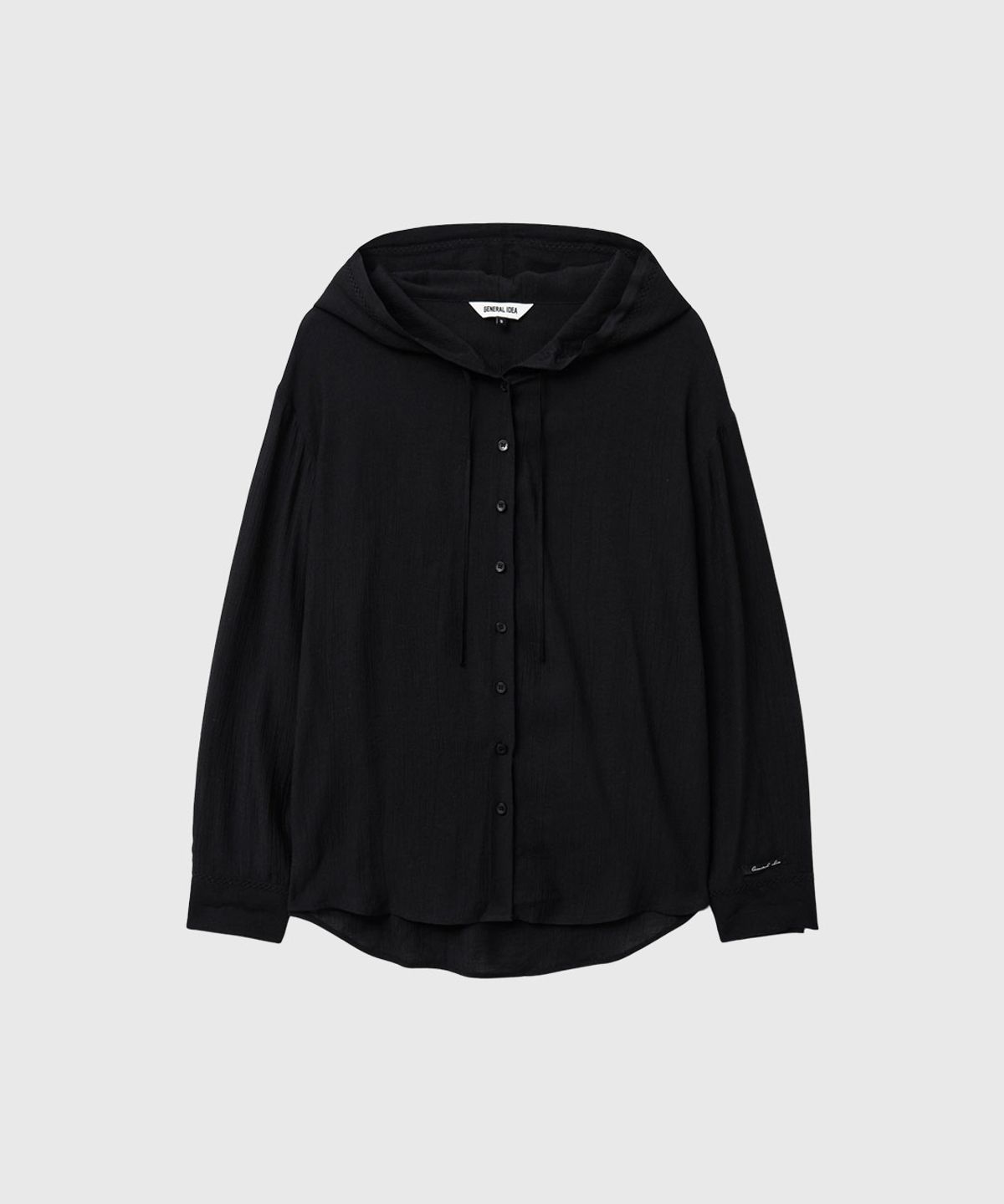 제너럴아이디어(GENERALIDEA) 썸머 루즈핏 링클 후디드 셔츠 [BLACK] / GF1LSH512