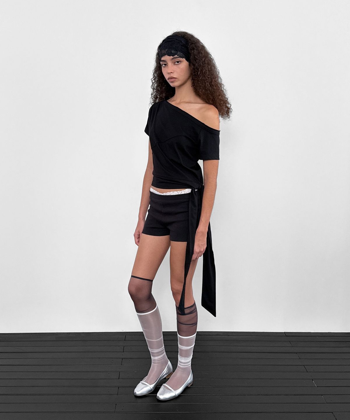 샌드릭(SANDRIC) One-Shoulder Strap Tee_Black