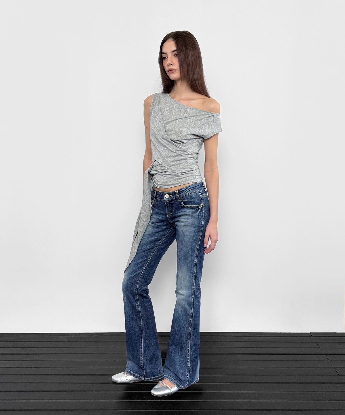 샌드릭(SANDRIC) Slim Bootcut Denim Pants_Mid blue