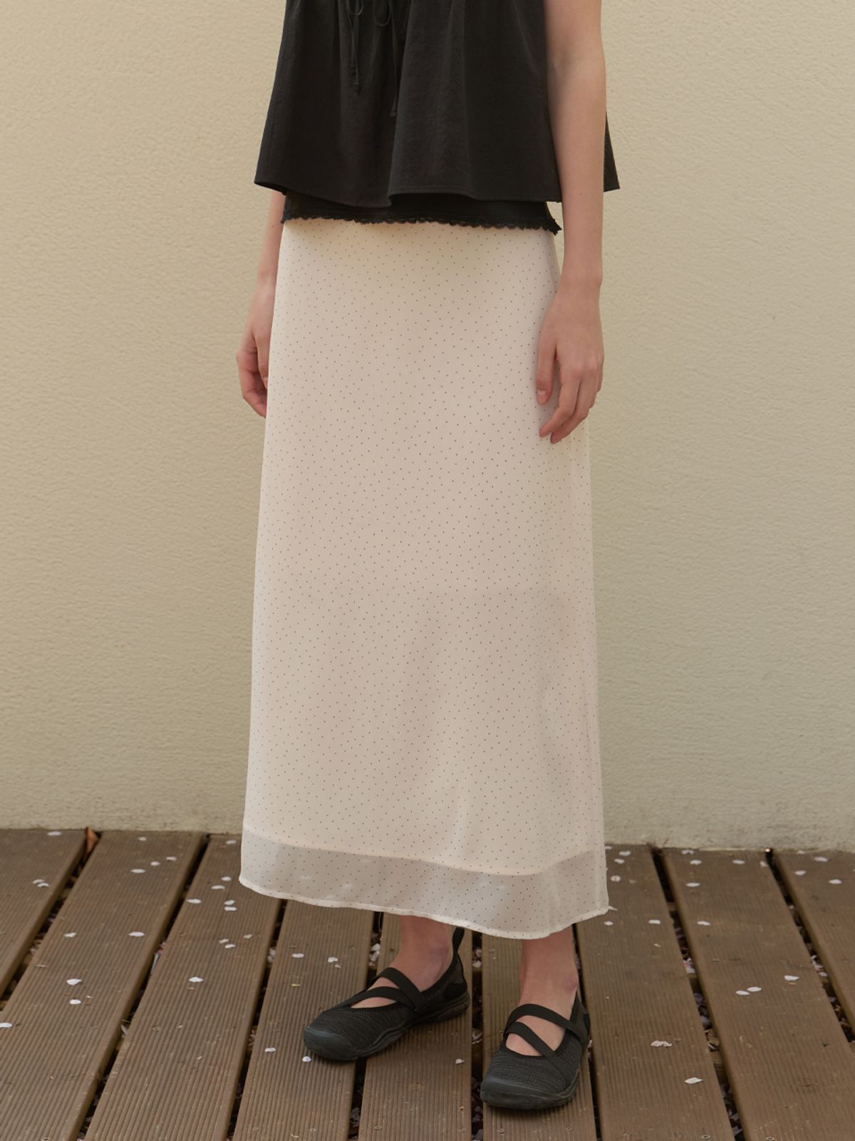 리엘(RE L) Rousseau dot skirt (cream)