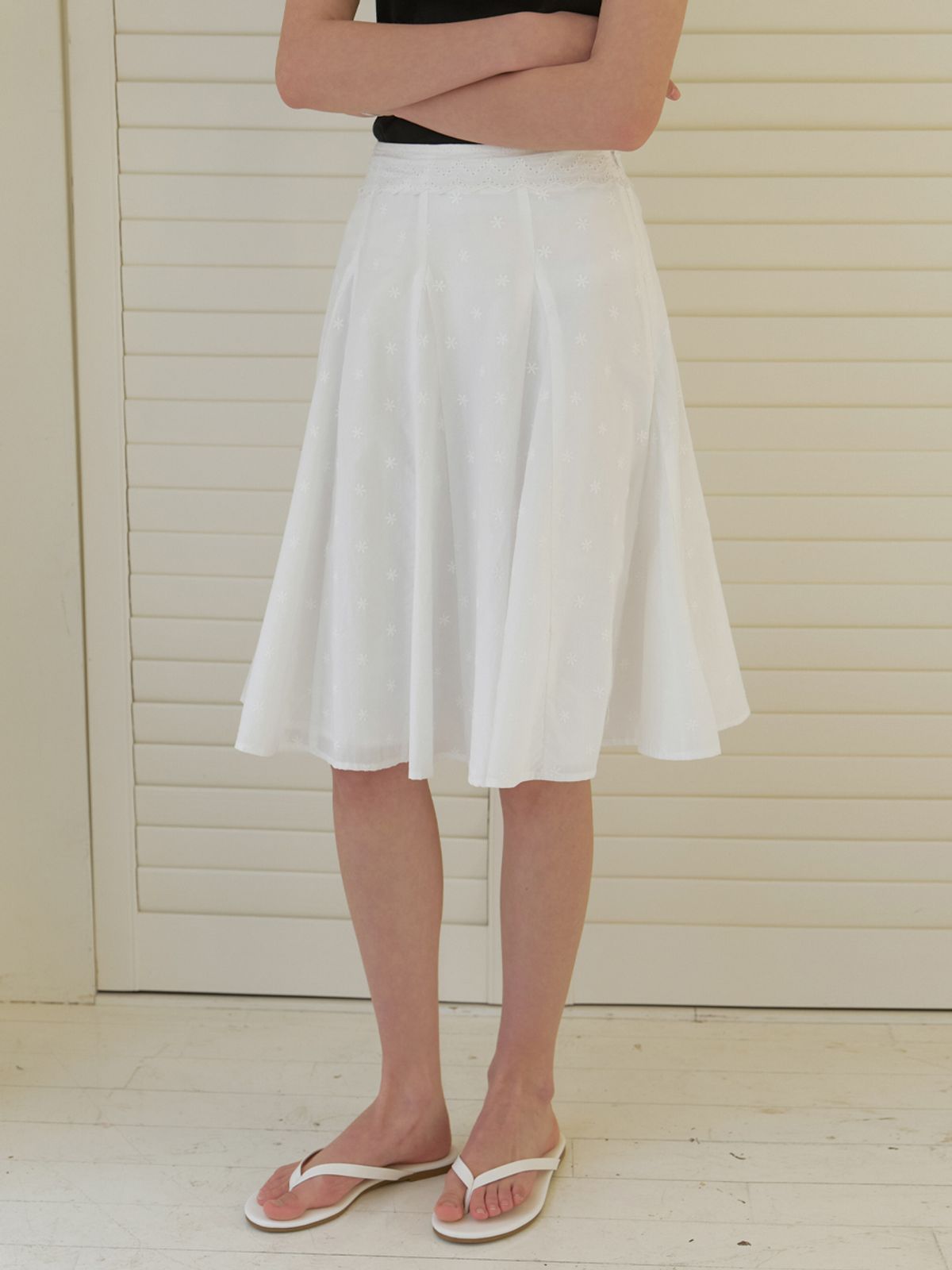 리엘(RE L) Sora flower laced skirt (white)