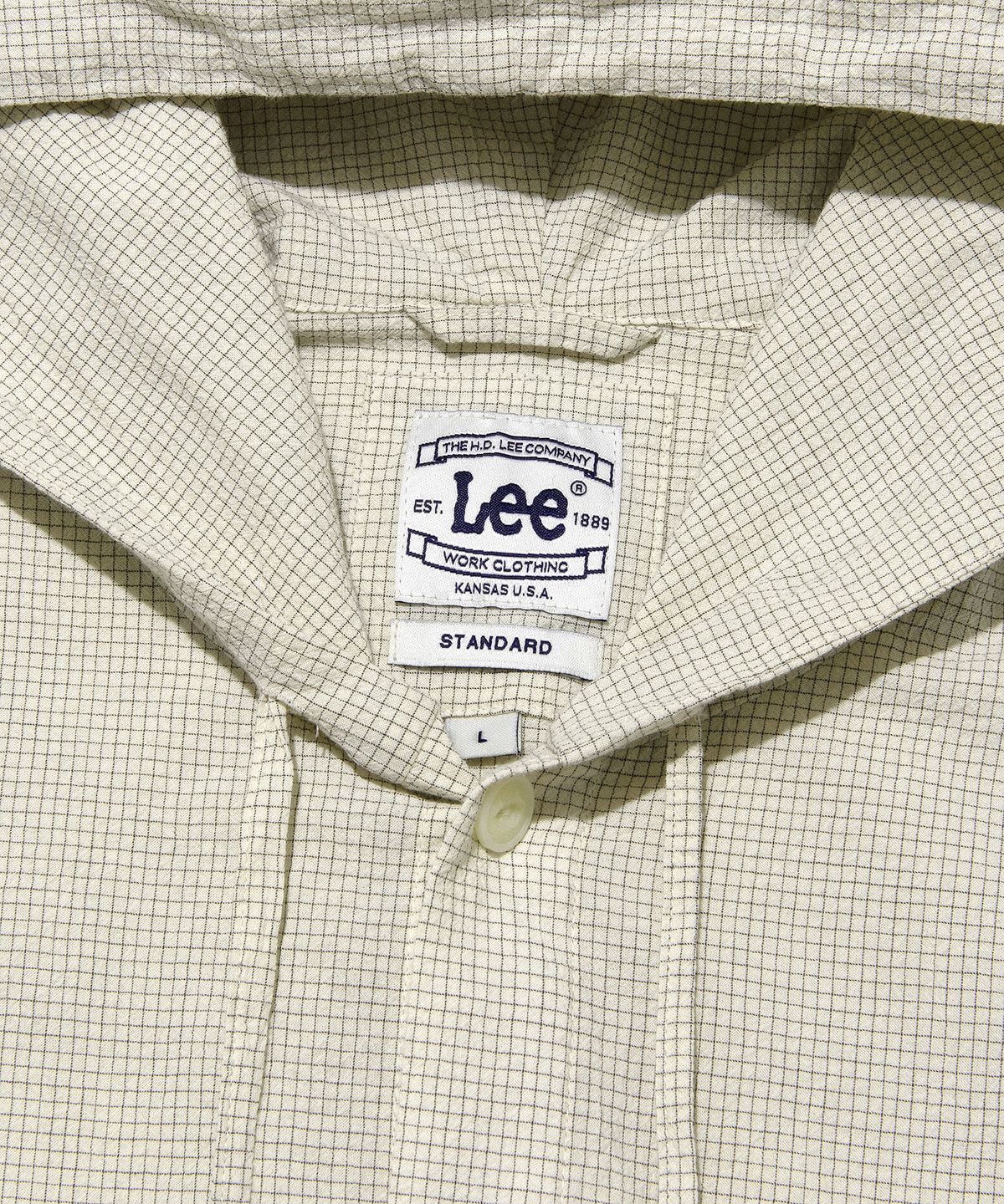리(LEE) 후드 체크 셔츠 아이보리