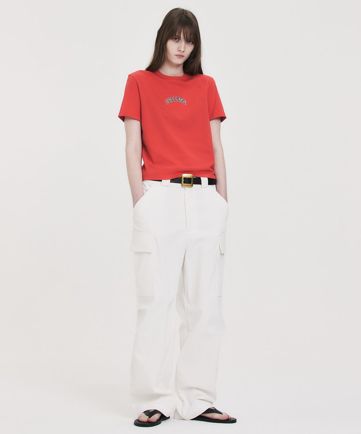 노앙(NOHANT) COLLEGE CROPPED T-SHIRT RED