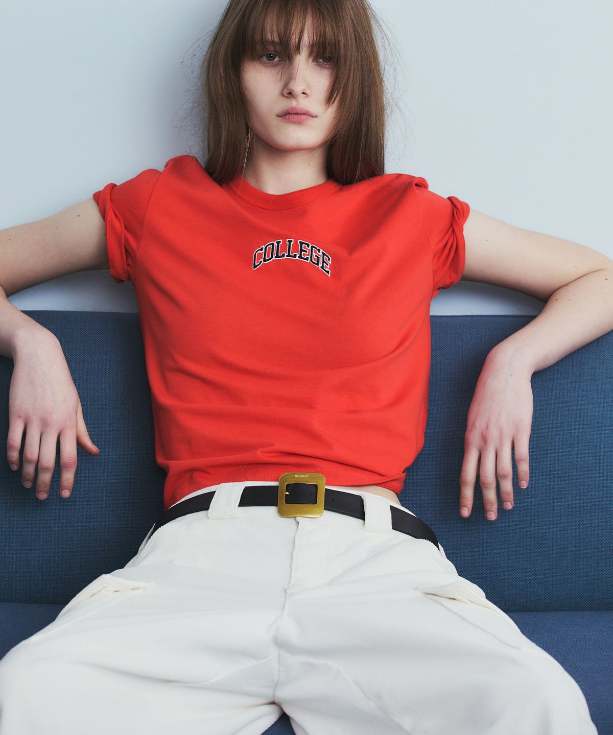 노앙(NOHANT) COLLEGE CROPPED T-SHIRT RED